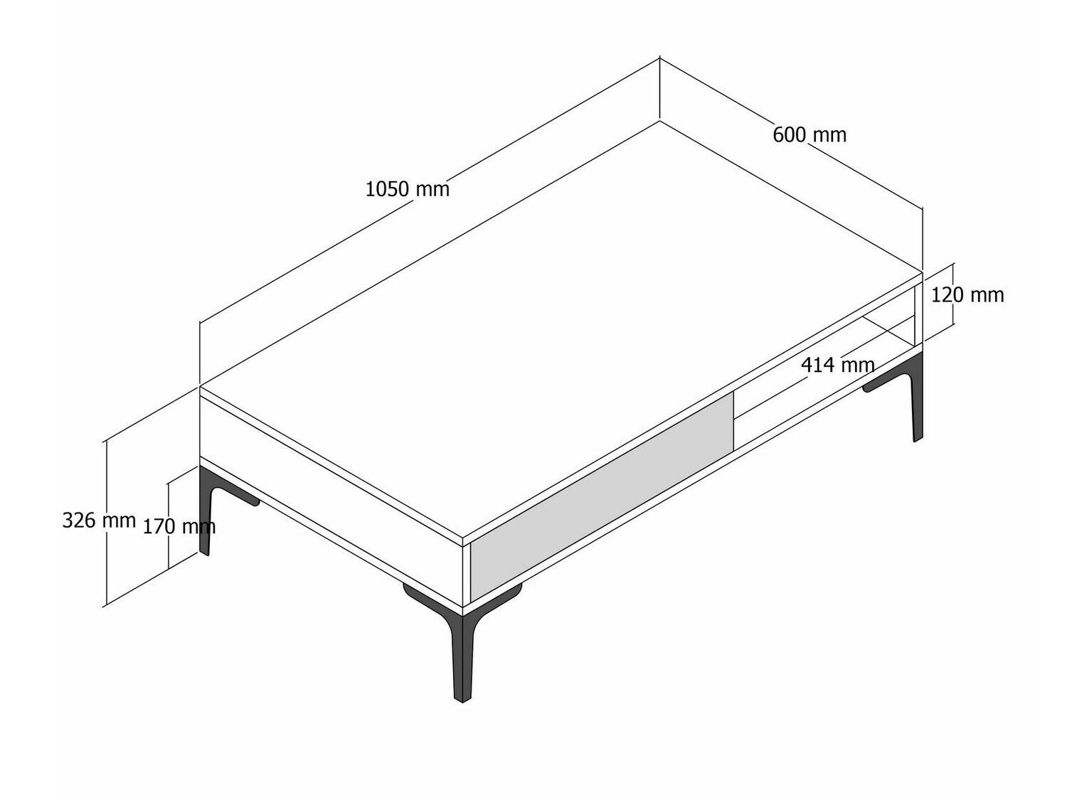 Žurnalinis staliukas Kailua 1239 (Graikinis riešutas + Baltas marmuras)