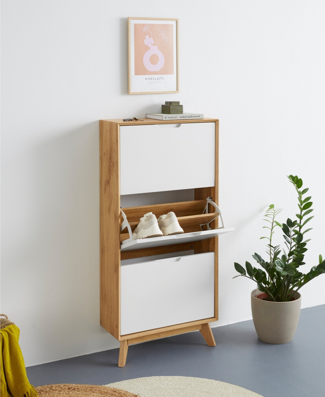 Batų dėžė Dorvou 104 (Balta + Ąžuolas)