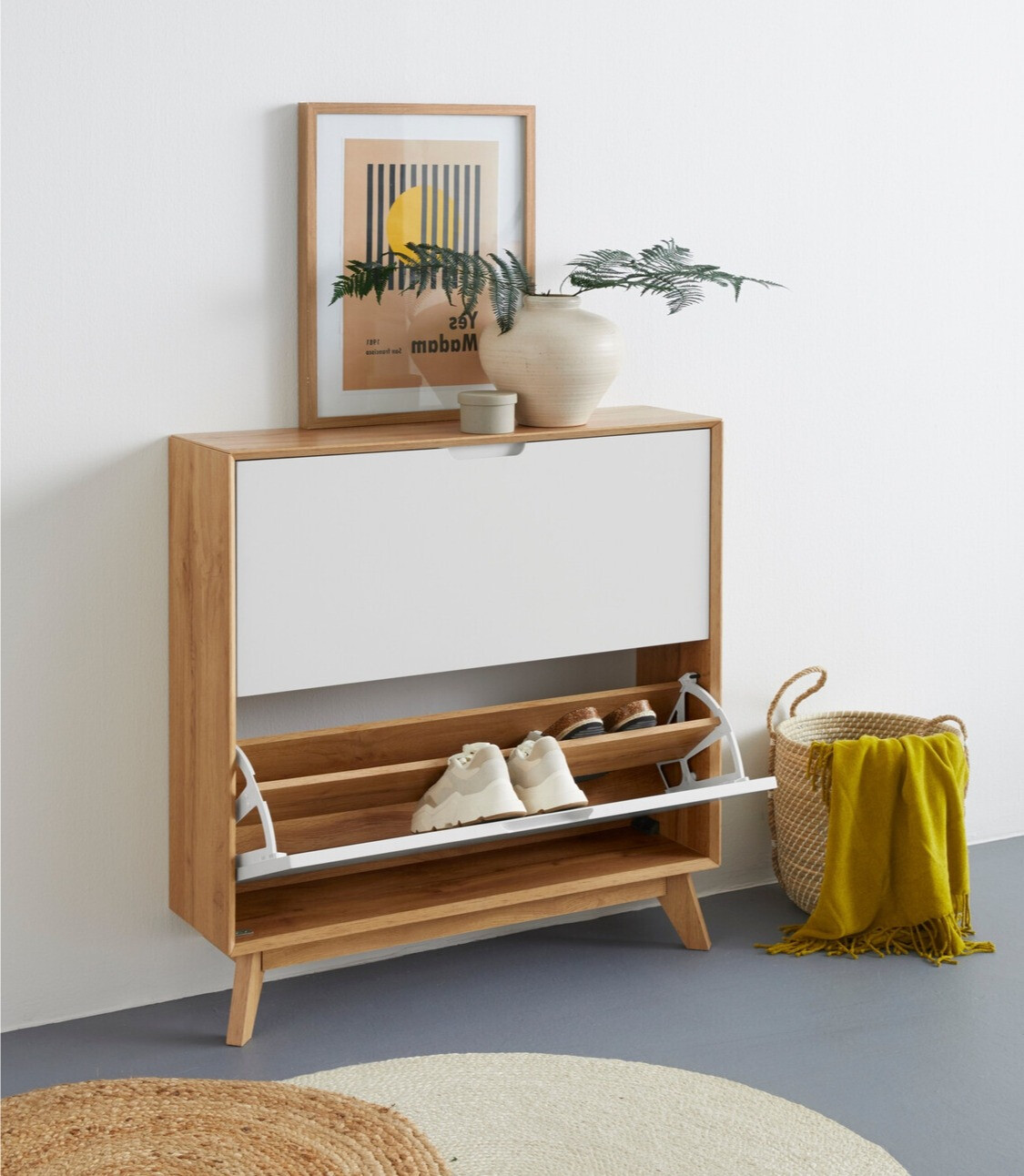 Batų dėžė Dorvou 106 (Balta + Ąžuolas)