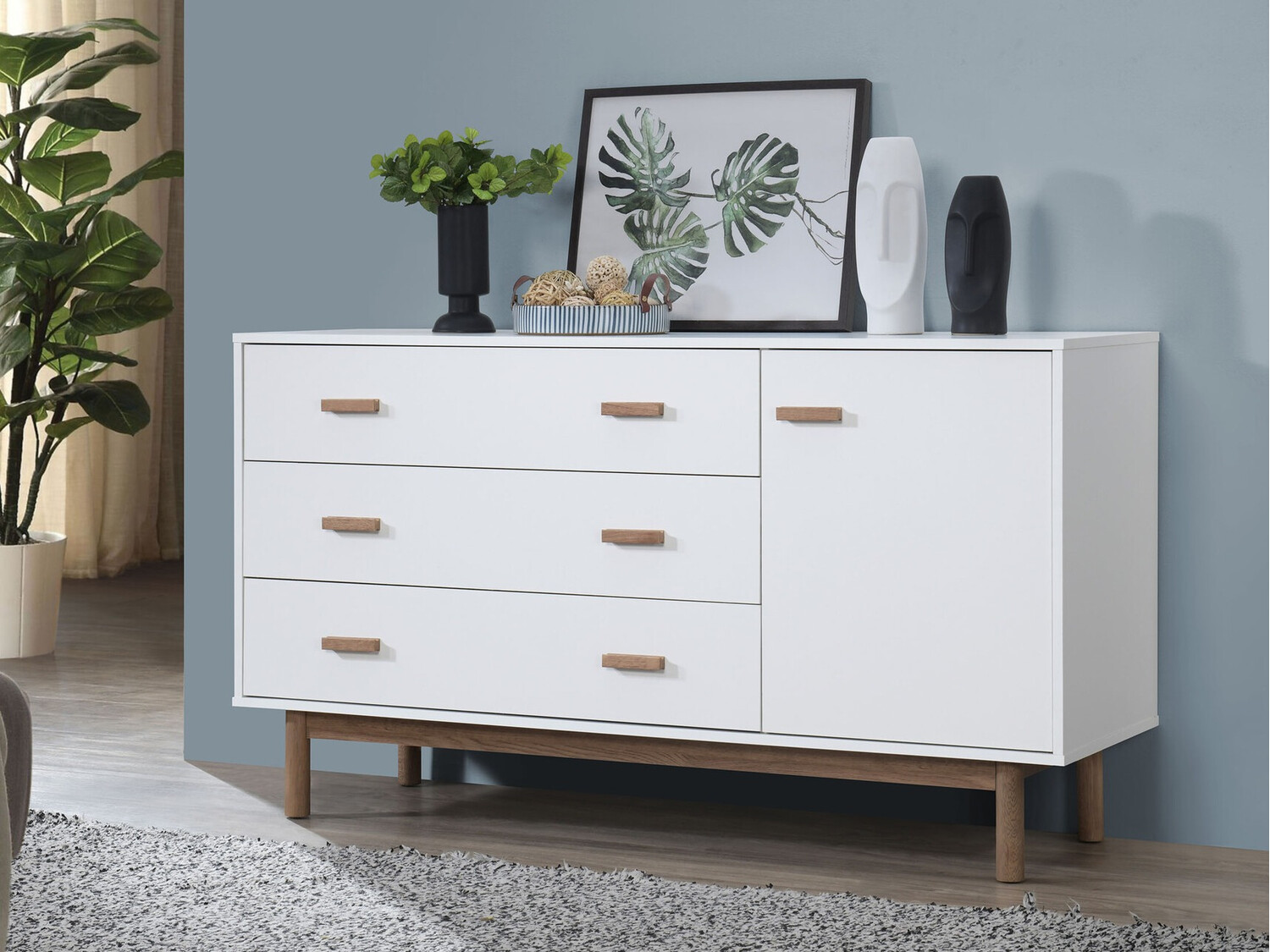 Komoda Nolcalu 100 (Balta + Ąžuolas)