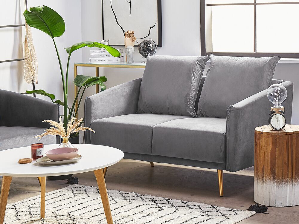 Minkštų baldų komplektas Berwyn 206 (Pilka + Auksinė)