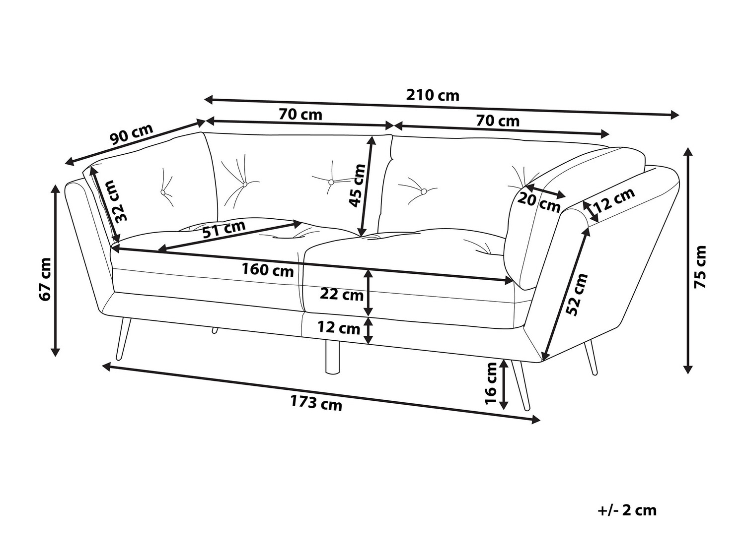 Sofa Berwyn 212 (Žalia)