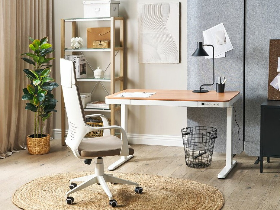 Reguliuojamo aukščio darbo stalas Berwyn 224 (Balta + Šviesus medis)