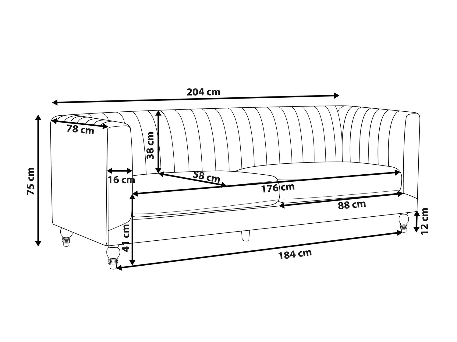 Sofa Berwyn 237 (Juoda)