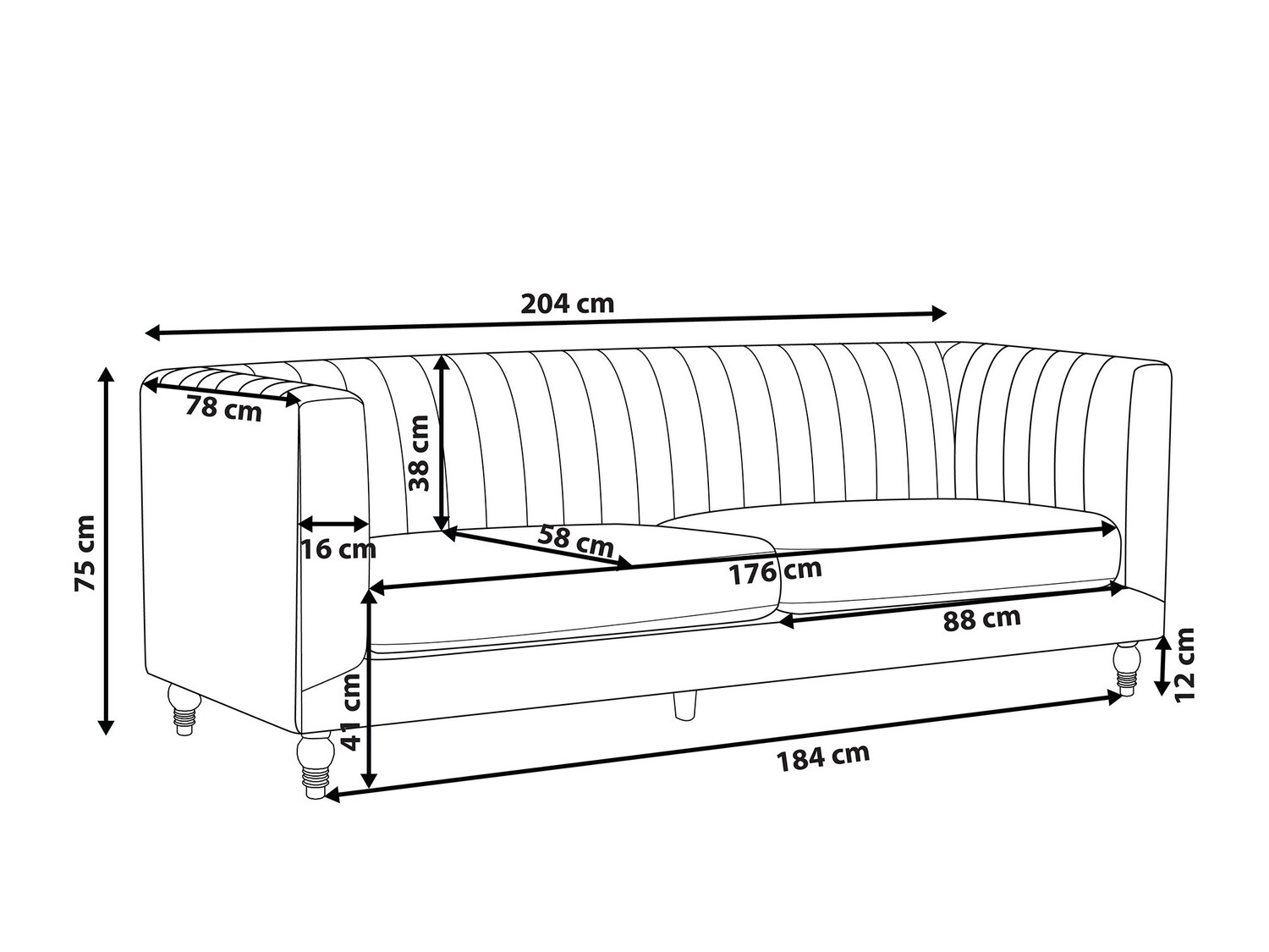 Sofa Berwyn 237 (Pilka)