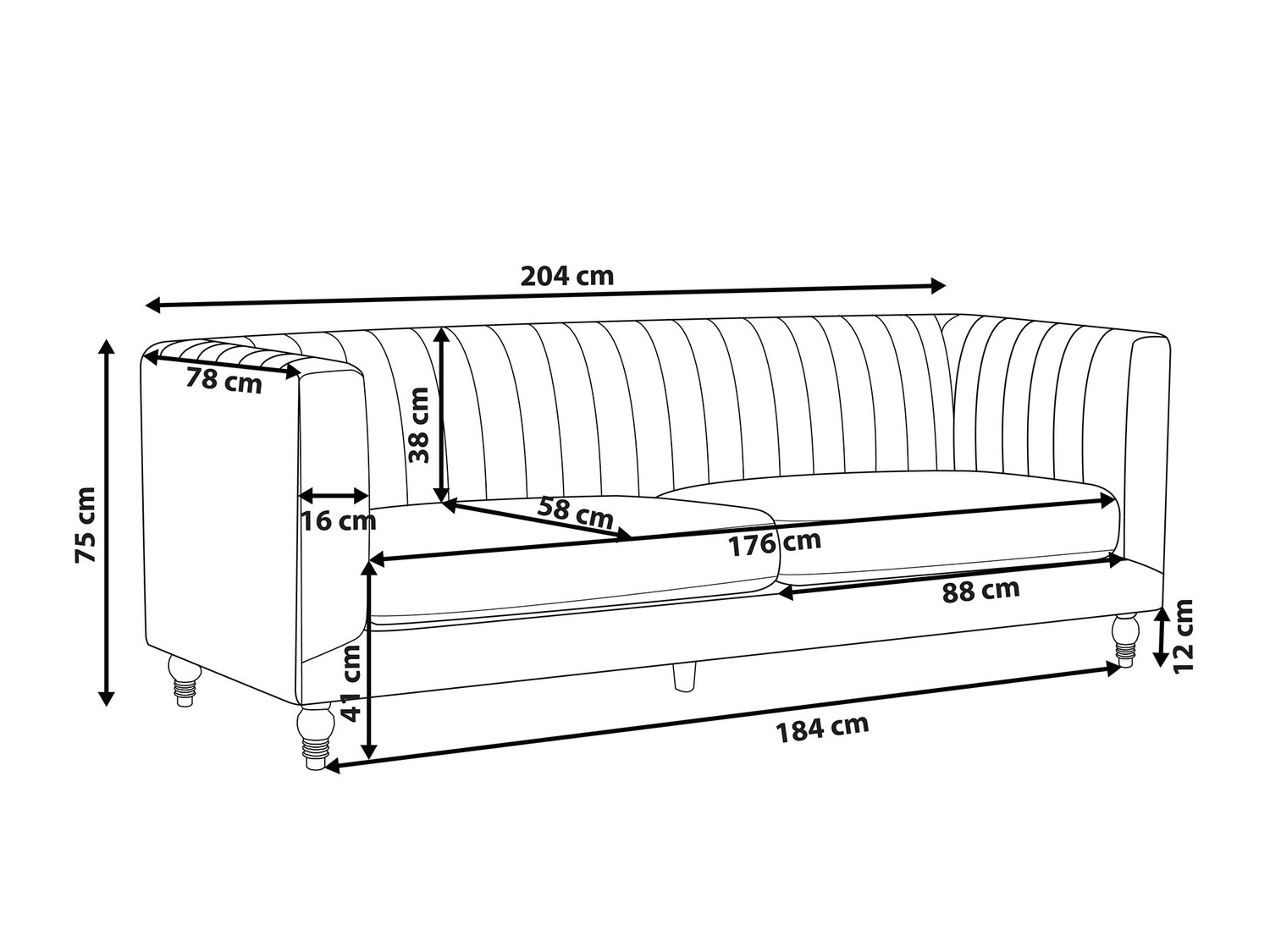Sofa Berwyn 237 (Šviesi mėlyna)