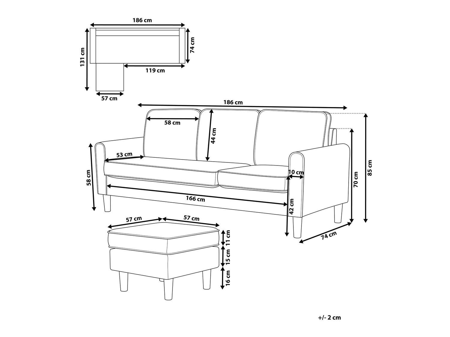 Sofa Berwyn 239 (Pilka)