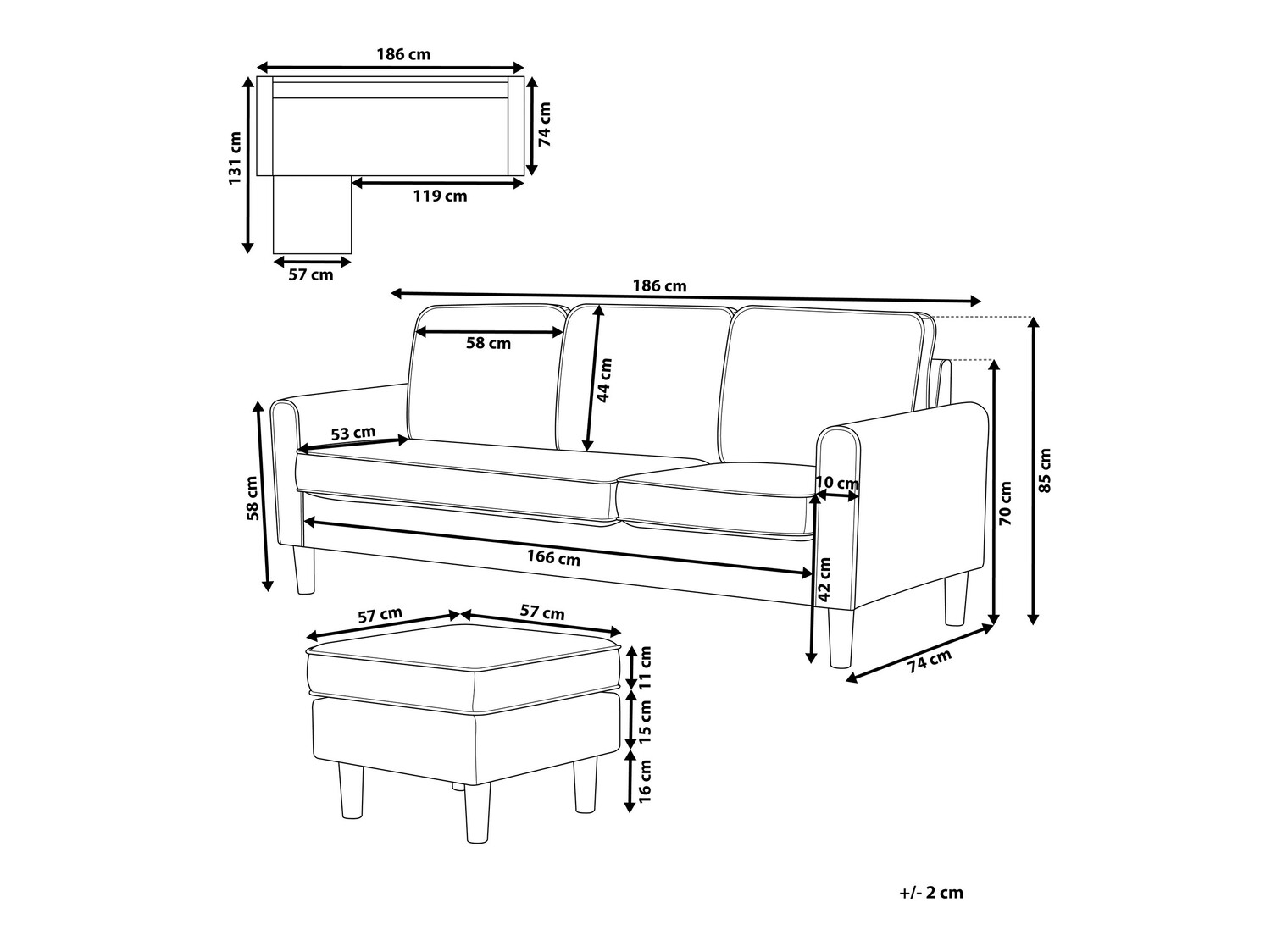 Sofa Berwyn 239 (Smėlinė)