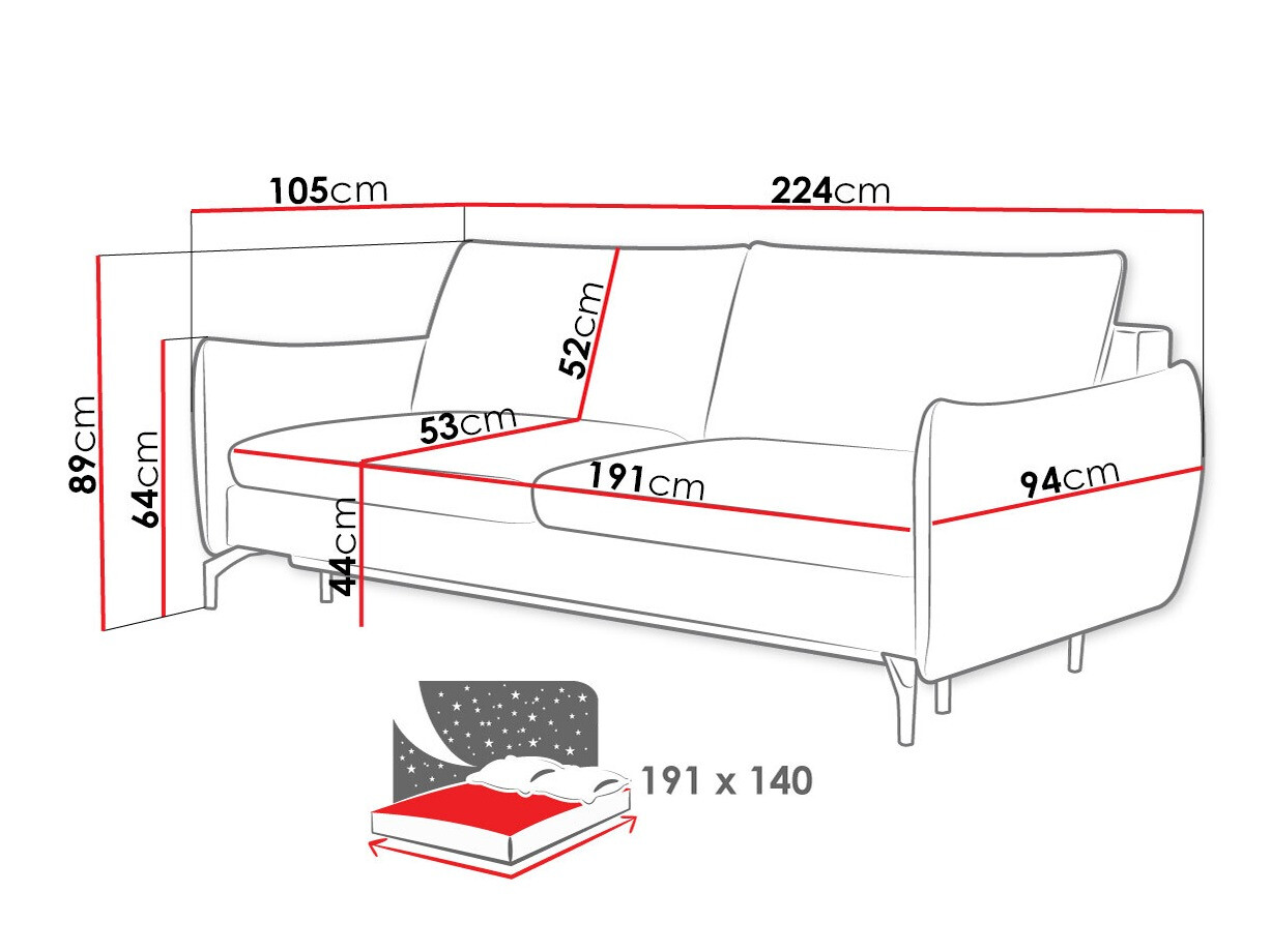 Sofa lova Lincoln 180 (Soro 90)