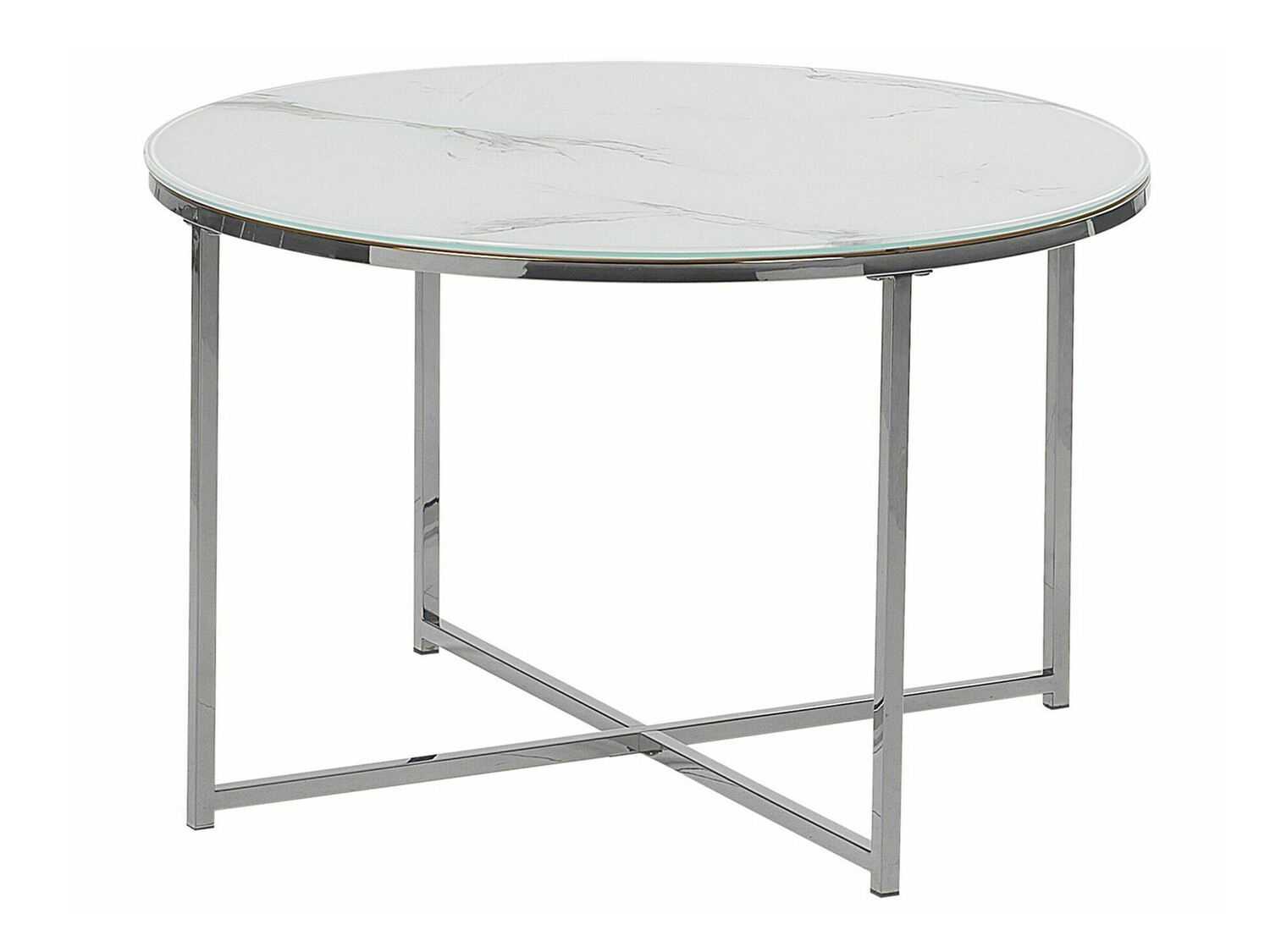 Žurnalinis staliukas Berwyn 392 (Baltas marmuras + Sidabrinė)