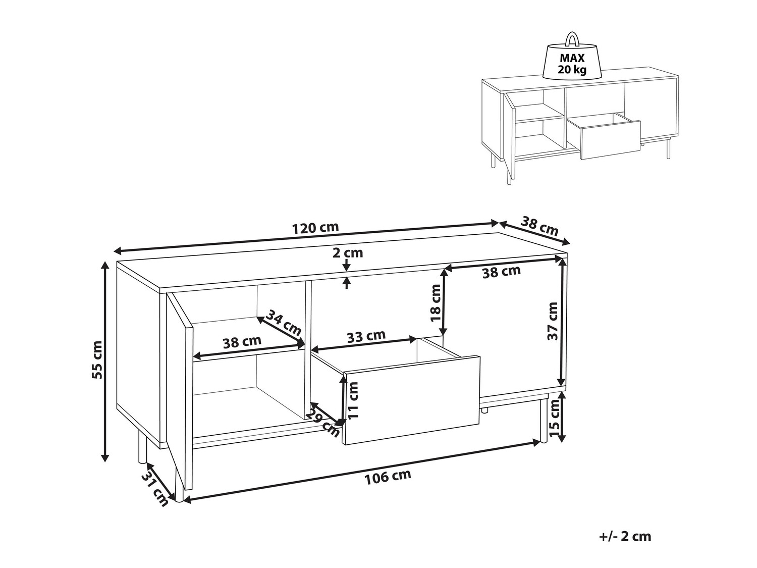 Komoda Berwyn 520 (Juoda + Tamsus medis)