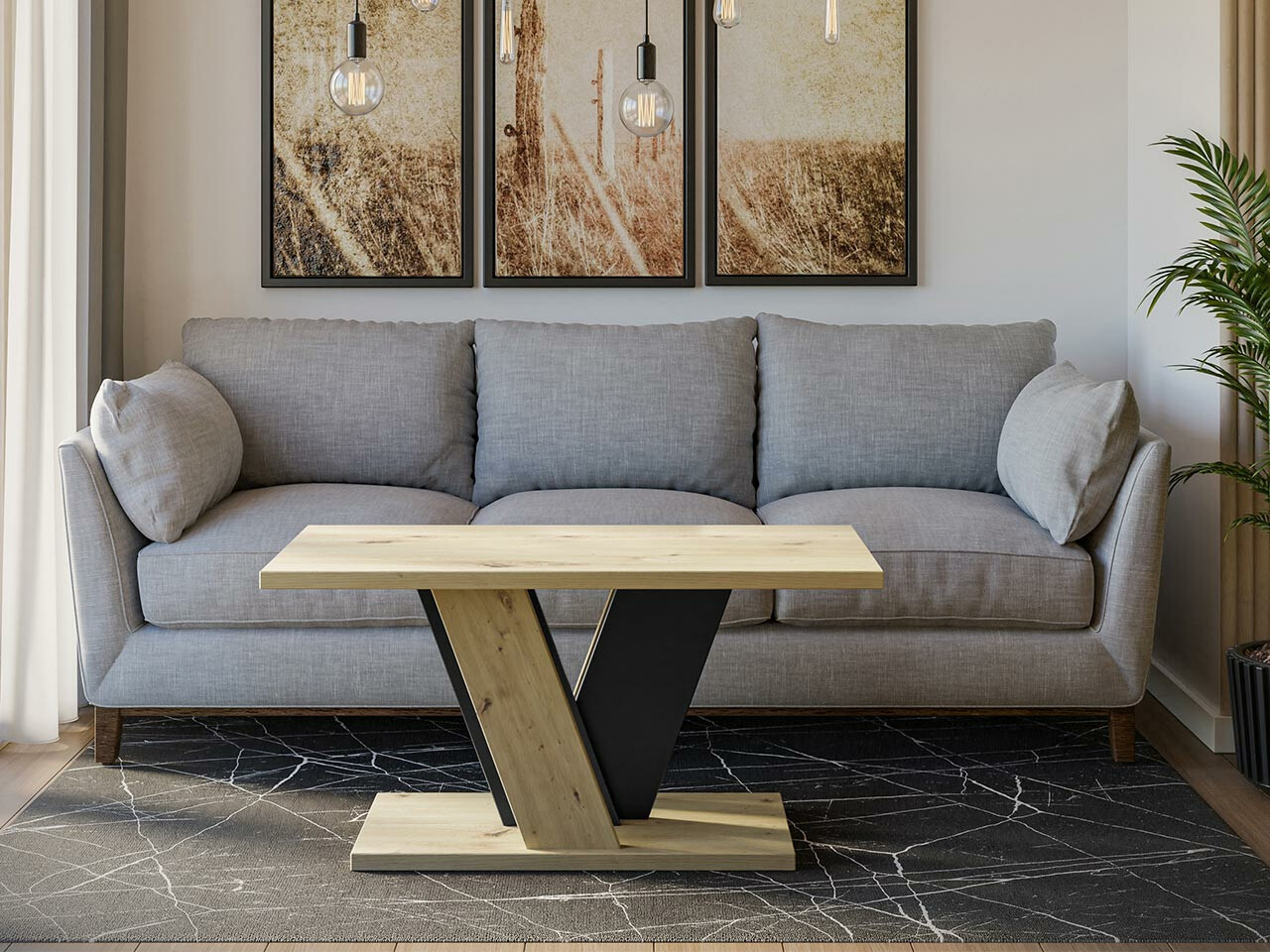 Žurnalinis staliukas Goodyear 128 (Artisan ąžuolas + Juoda)