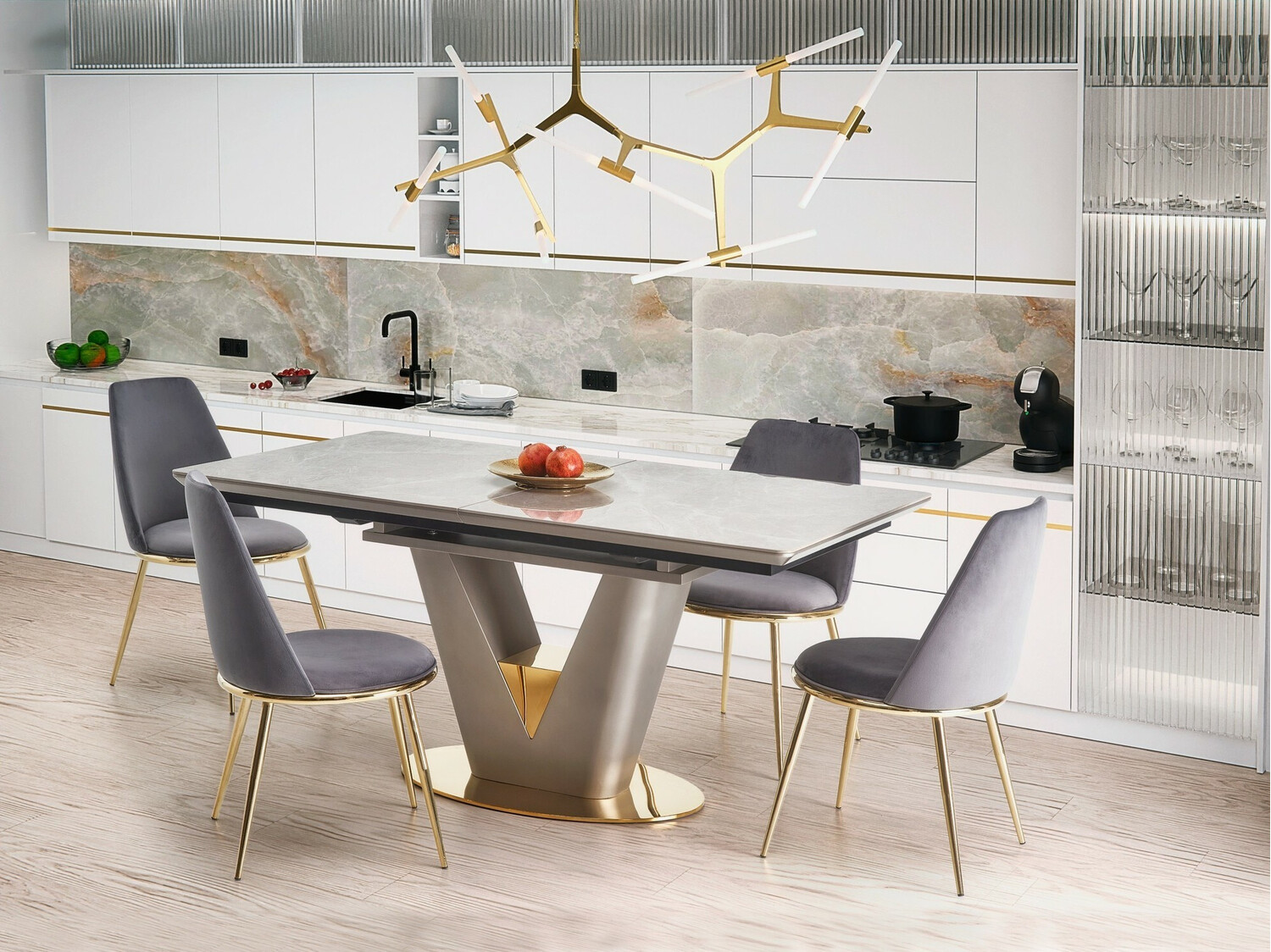 Kėdė Houston 1327 (Pilka + Auksinė)