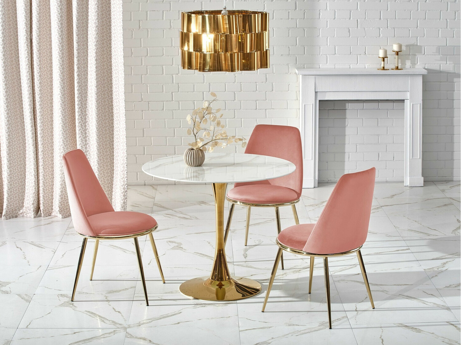 Kėdė Houston 1327 (Šviesi rožinė + Auksinė)