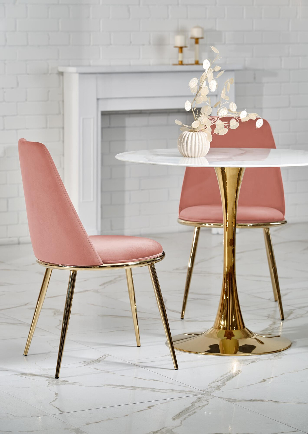 Kėdė Houston 1327 (Šviesi rožinė + Auksinė)