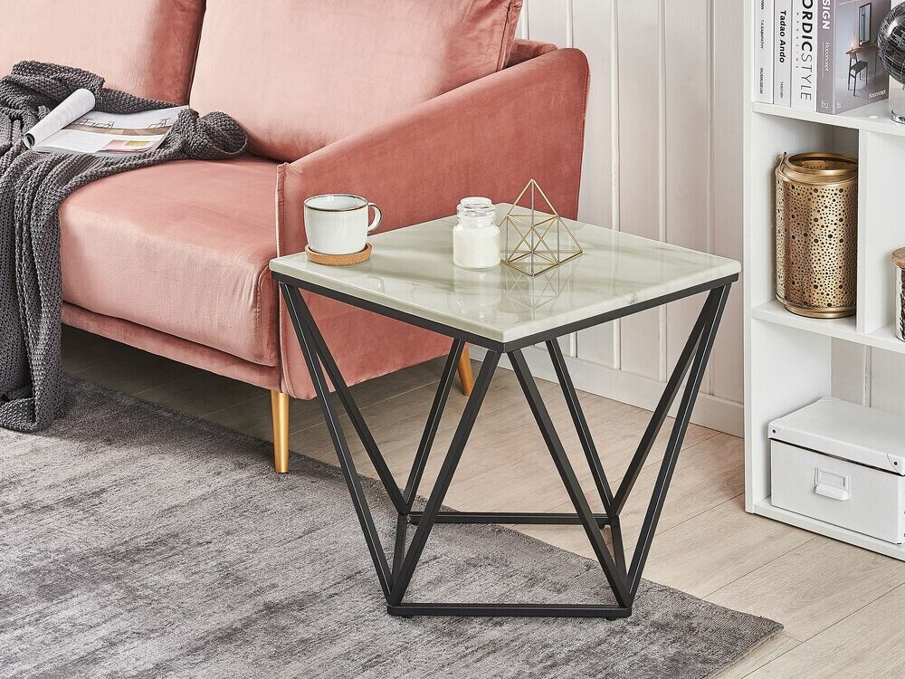 Šoninis staliukas Berwyn 651 (Juoda + Rudas marmuras)