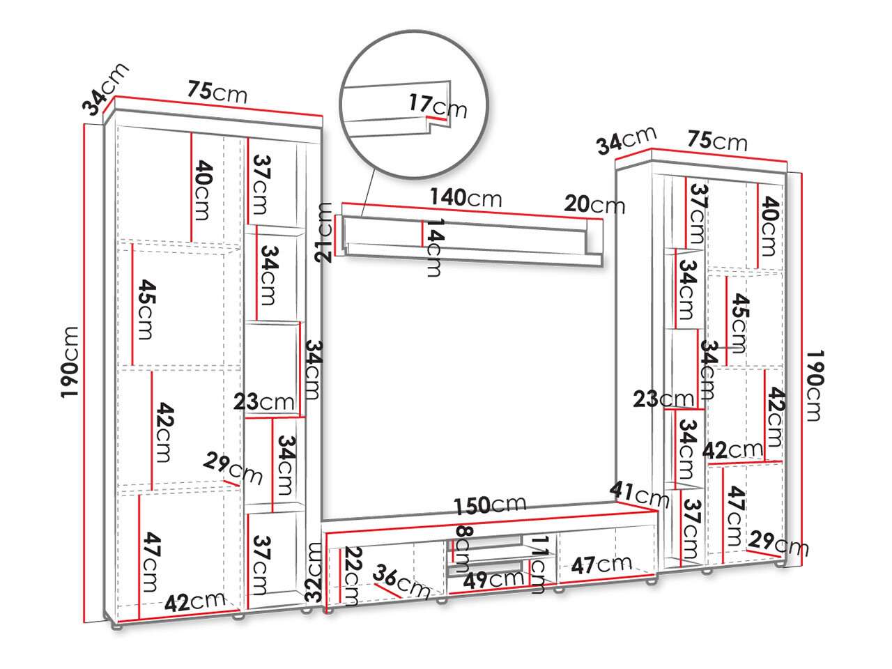 Svetainės komplektas Tucson 107 (Sonomos ąžuolas)