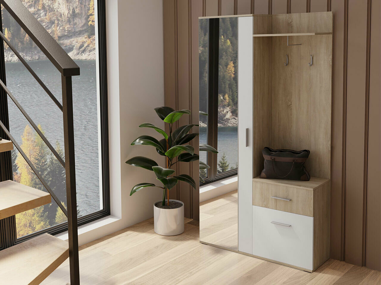 Šviesiai rudi prieškambario komplektai