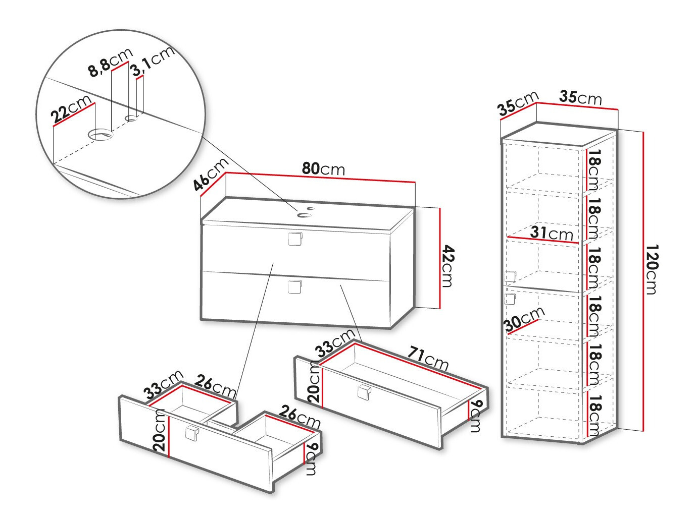 Vonios komplektas Orlvera 103 (Juoda)