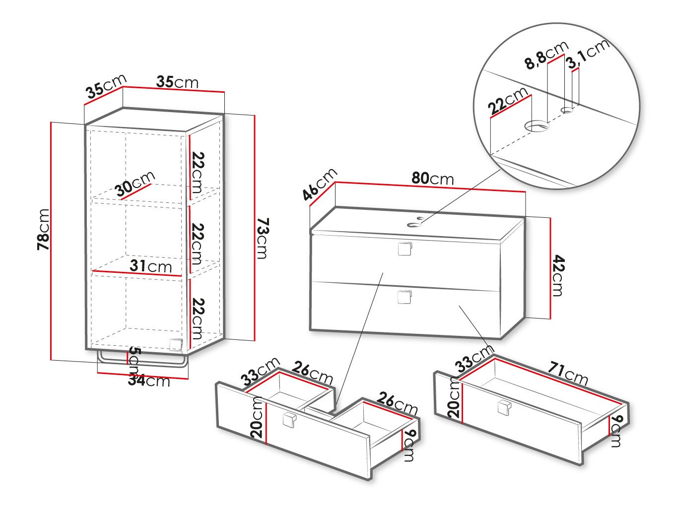 Vonios komplektas Orlvera 104 (Pilka)