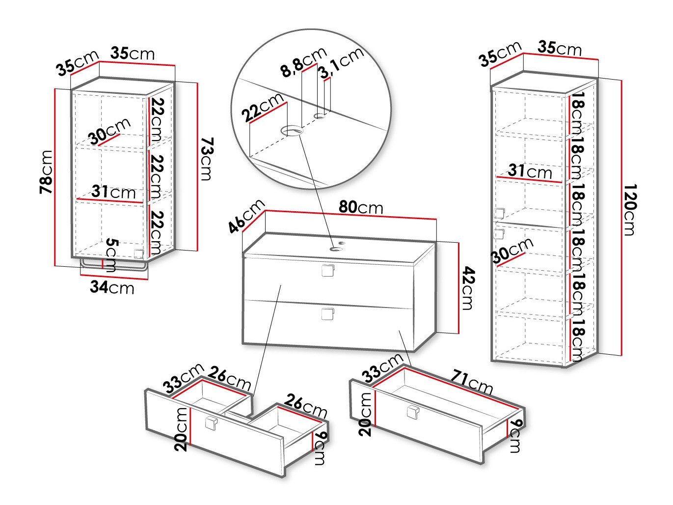Vonios komplektas Orlvera 105 (Pilka)