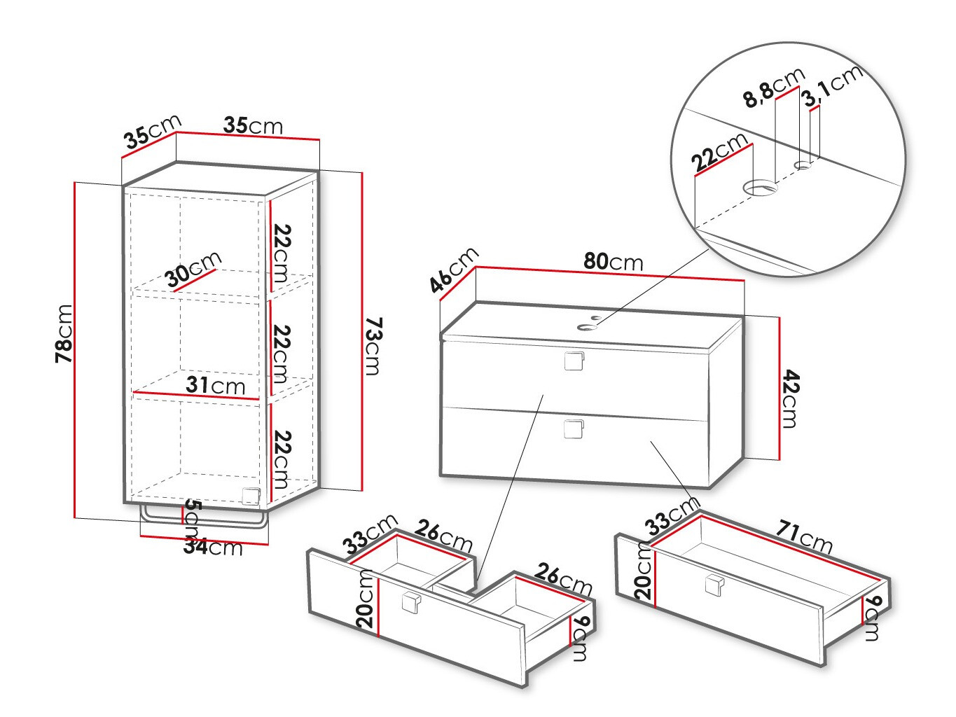 Vonios komplektas Panium I (Balta)