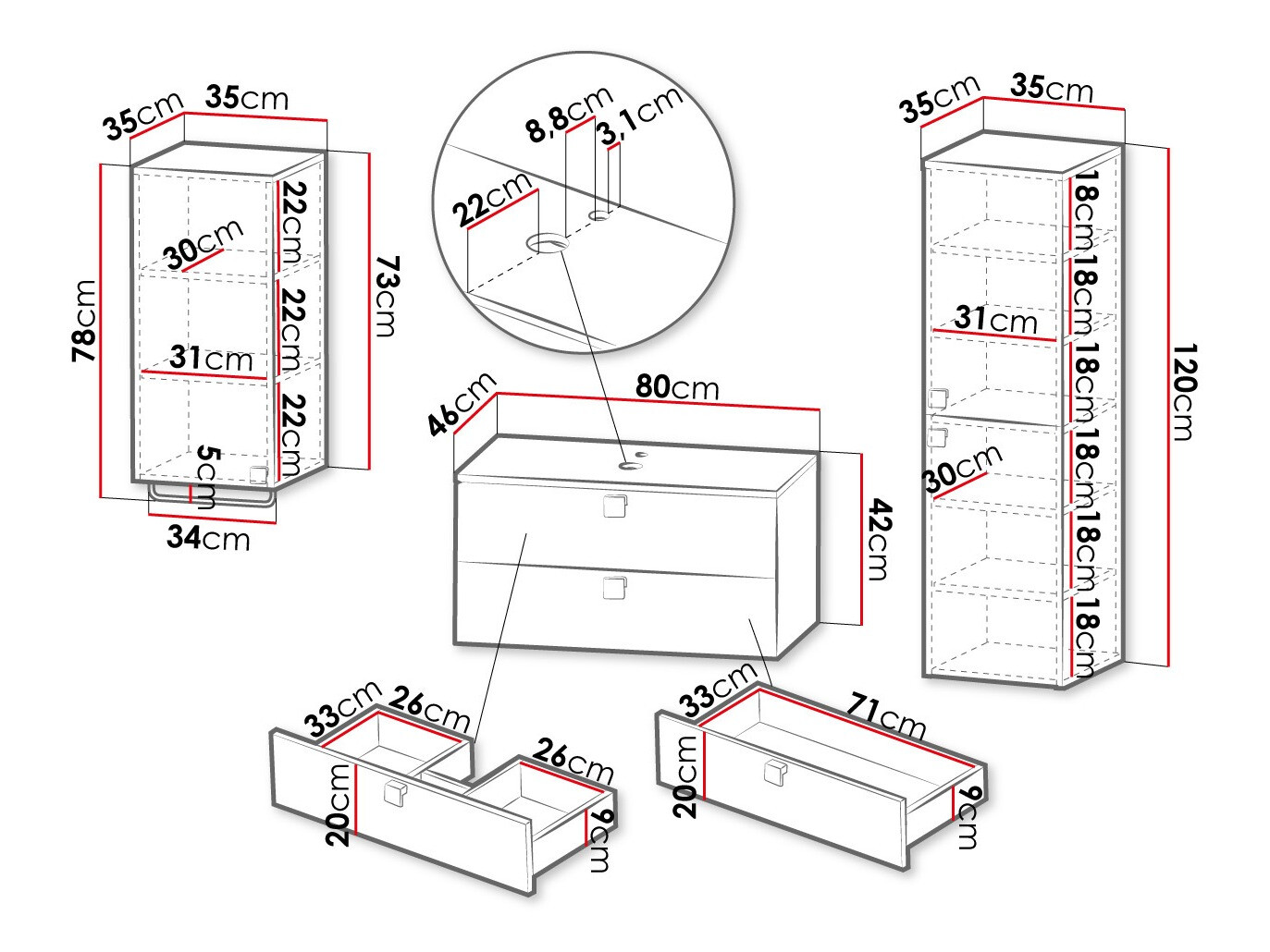 Vonios komplektas Panium II (Balta)