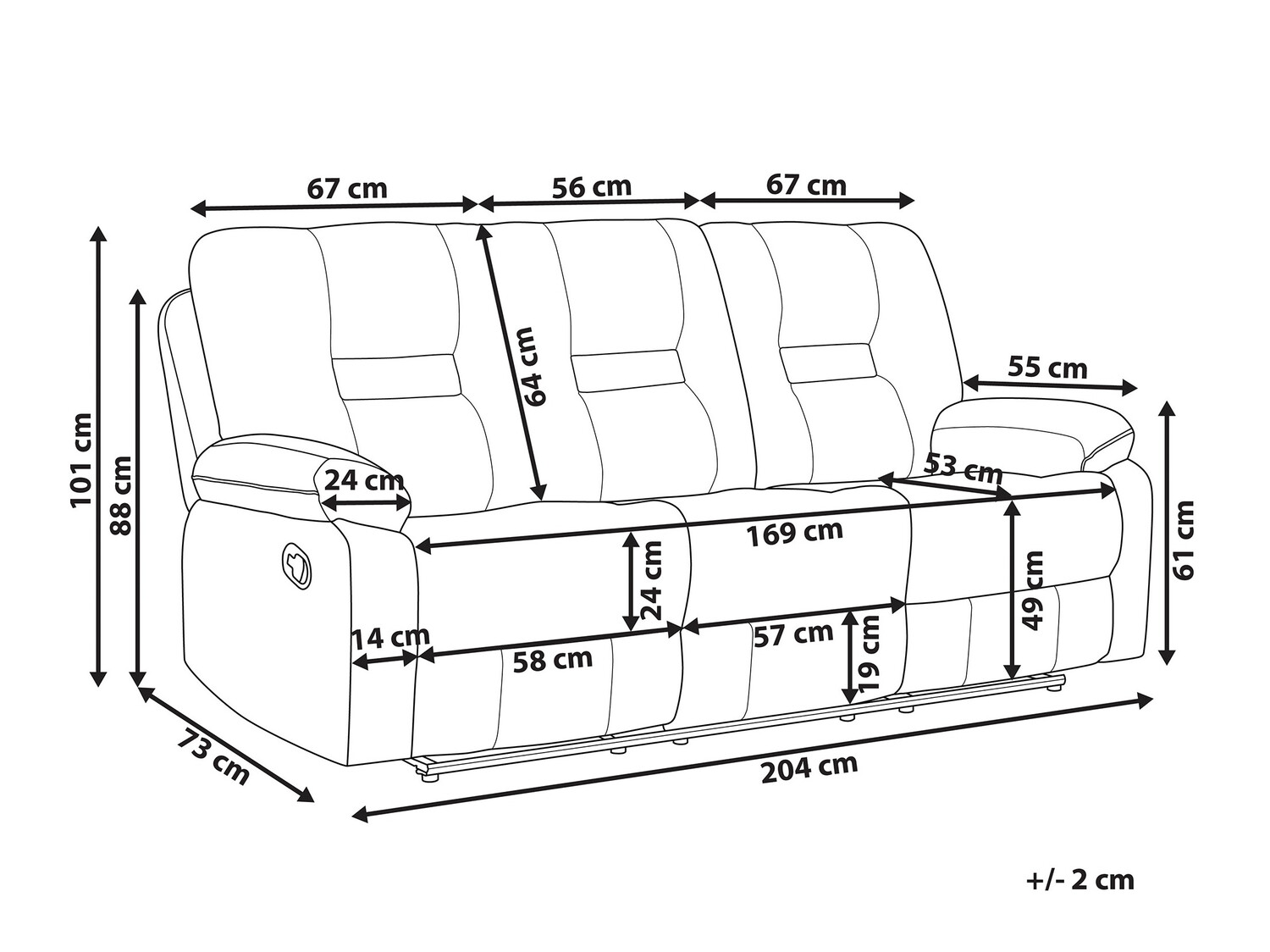 Sofa reglaineris Tivlira 102 (Juoda)