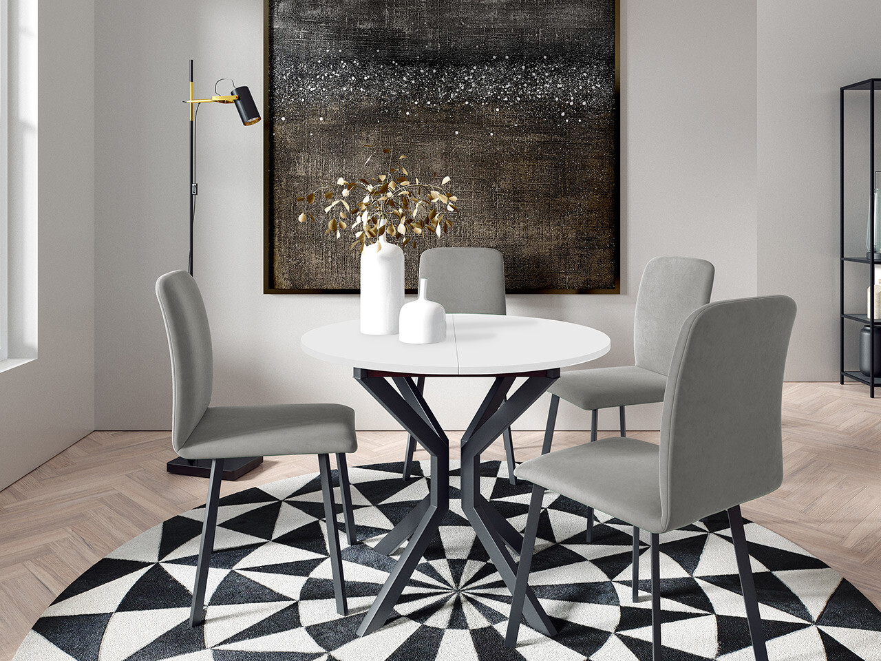 Valgomojo komplektas Edmond 118 (Balta + Juoda)