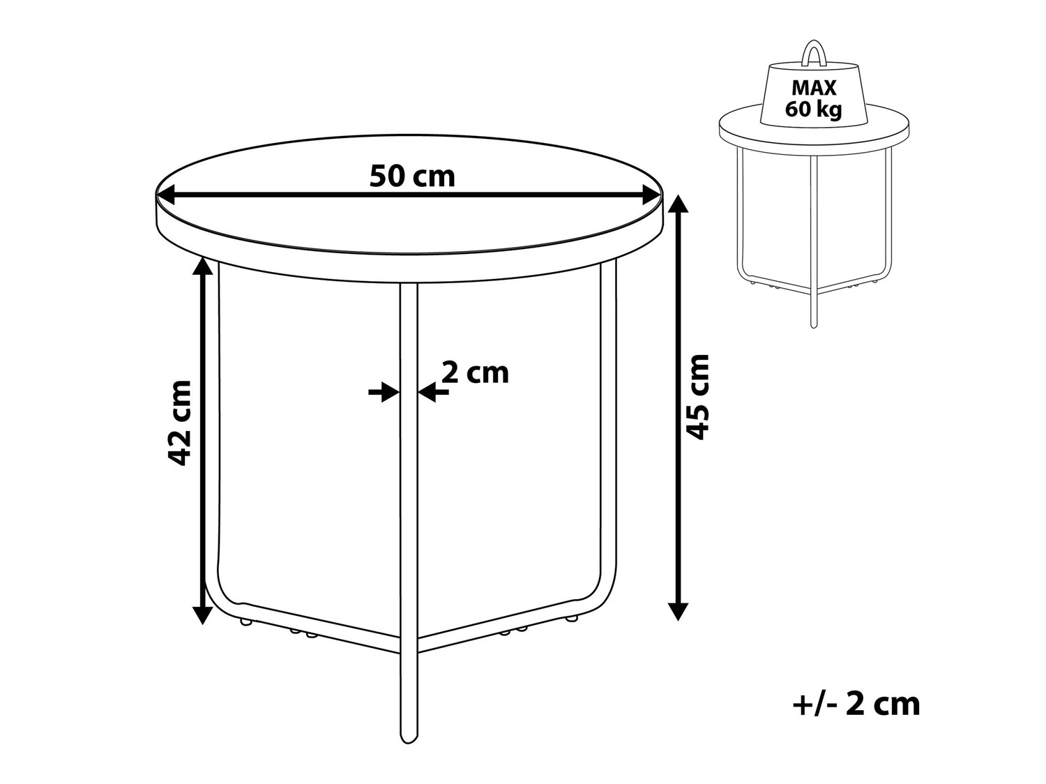 Šoninis staliukas Berwyn 780 (Šviesus medis + Juoda)