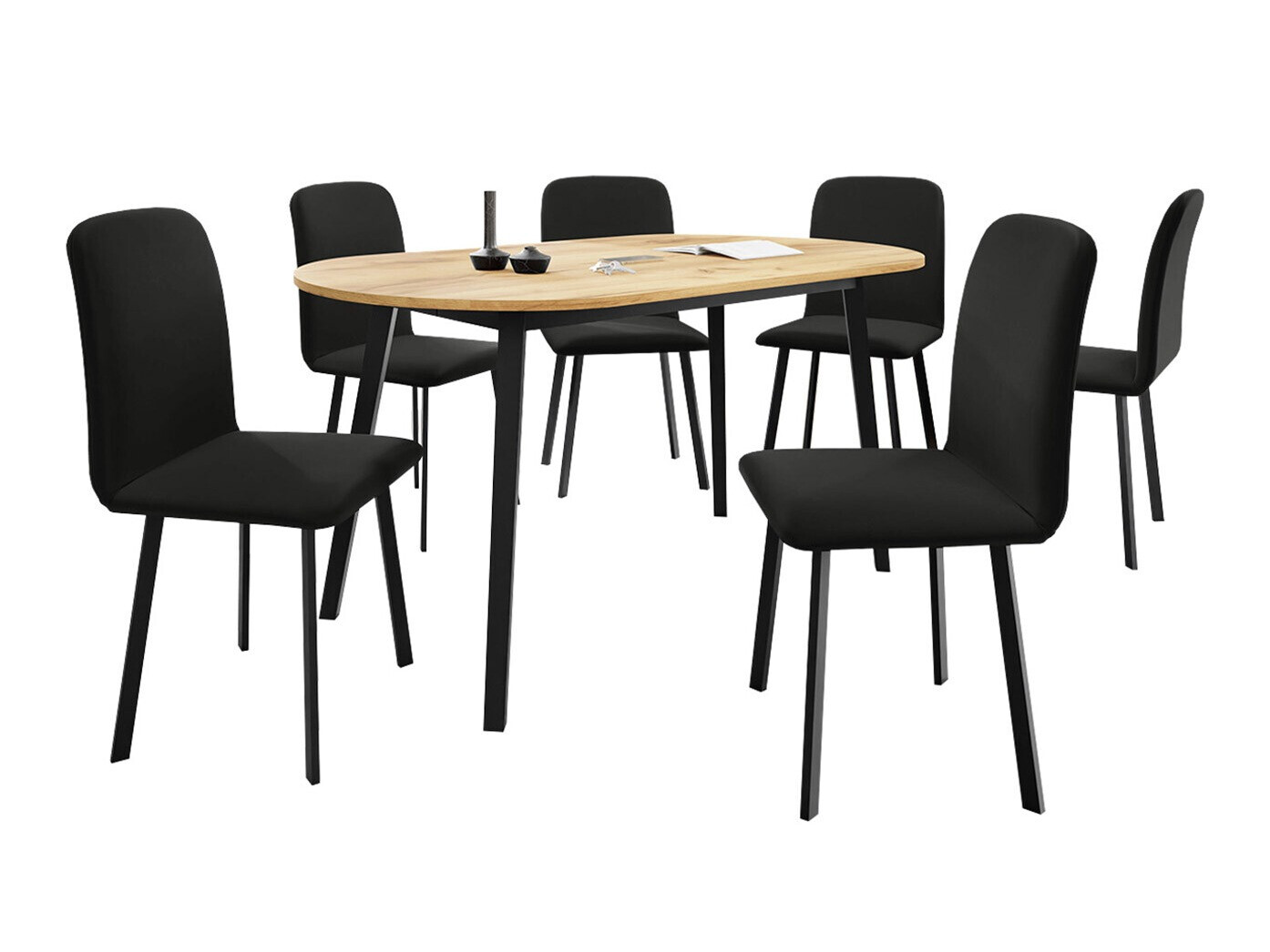 Valgomojo komplektas Edmond 121 (Craft auksinis ąžuolas + Juoda)