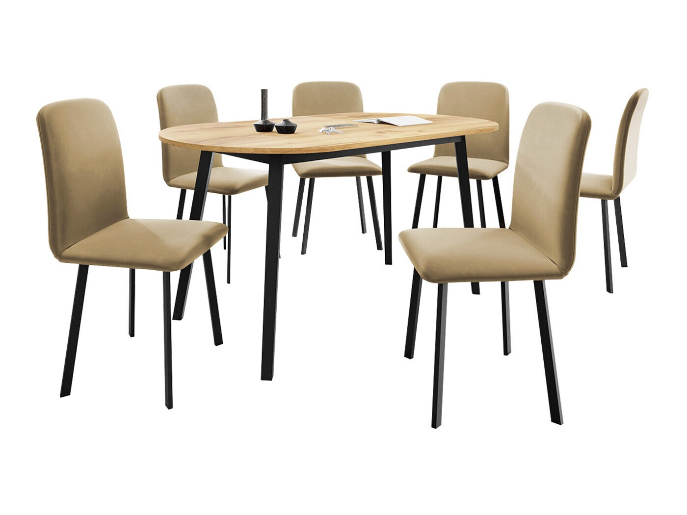 Valgomojo komplektas Edmond 121 (Craft auksinis ąžuolas + Juoda)