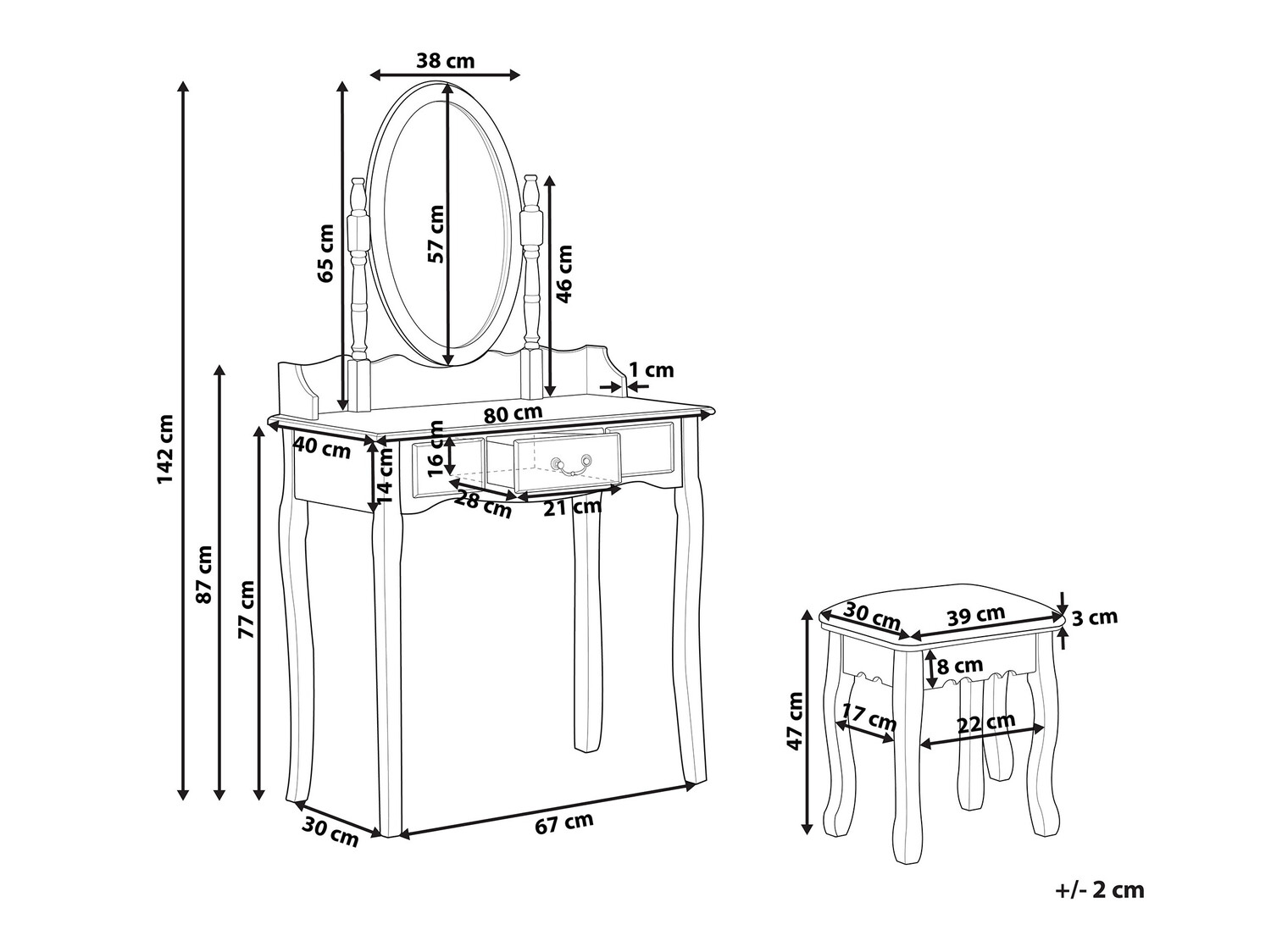 Makiažo staliukas Berwyn 825
