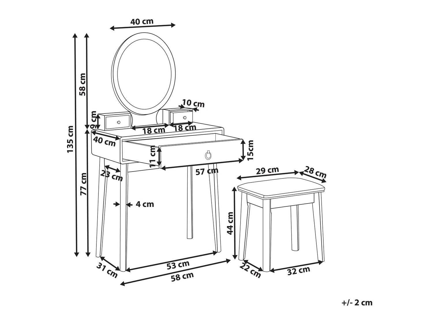 Makiažo staliukas Berwyn 833