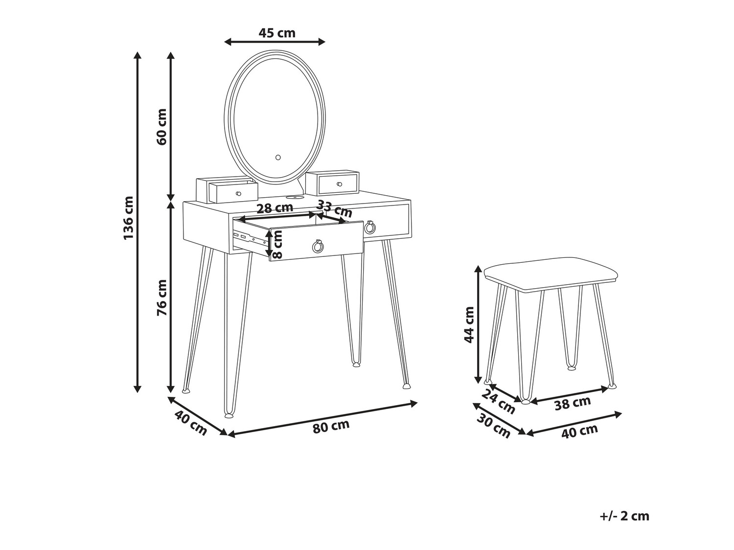 Makiažo staliukas Berwyn 836
