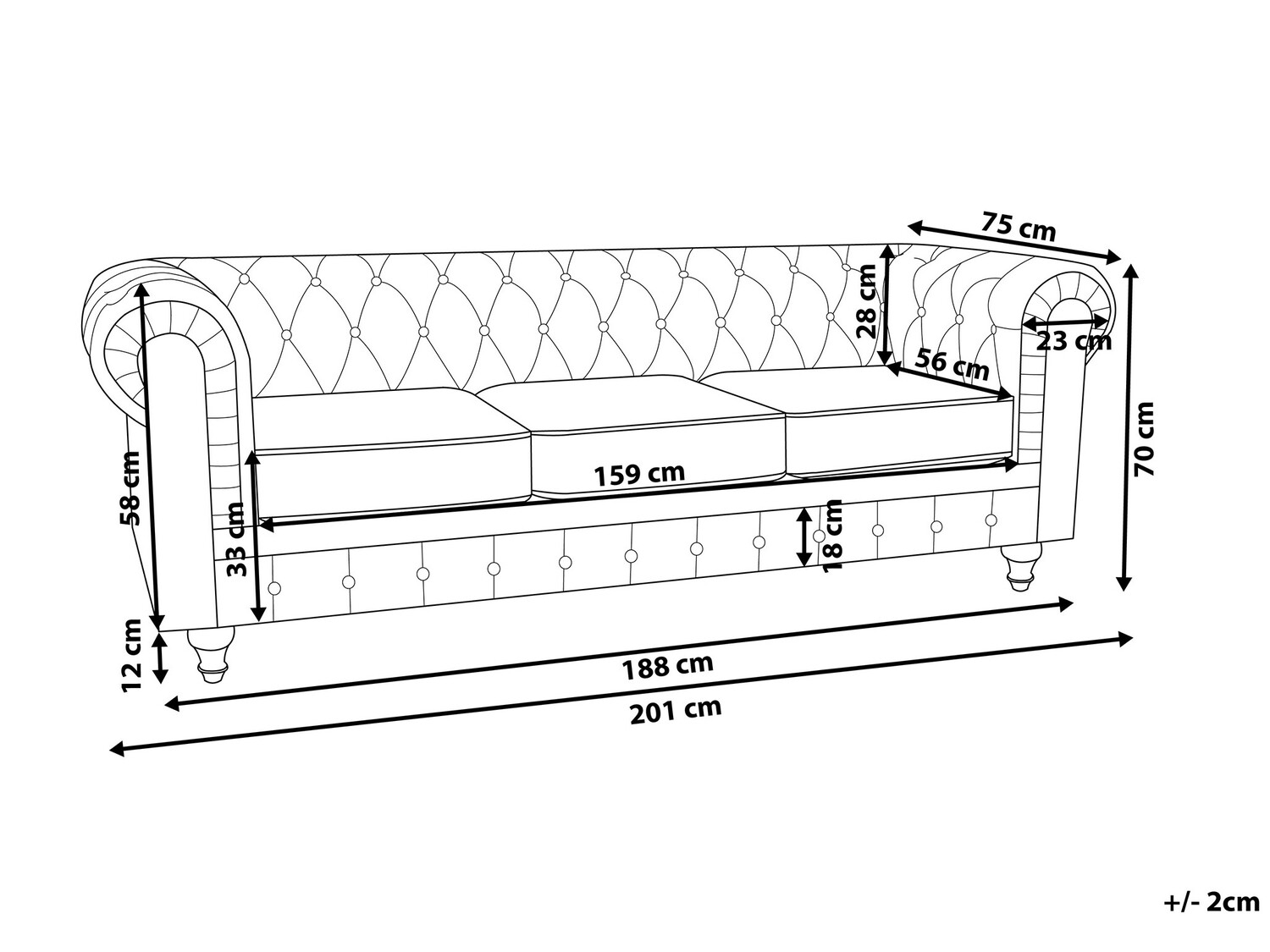 Chesterfield sofa Cirdoro 101 (Mėlyna)