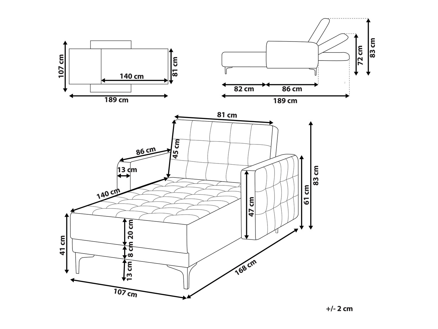 Kušetė Felvena 102 (Juoda)