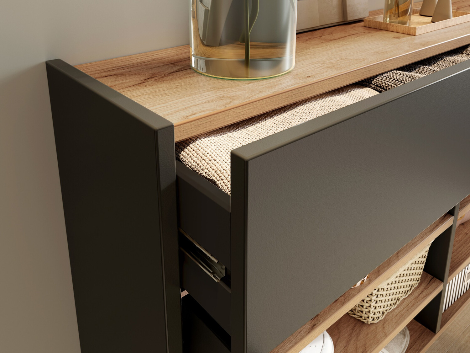 Prieškambario komplektas Cirsale 106 (Grafitas + Navarra ąžuolas)