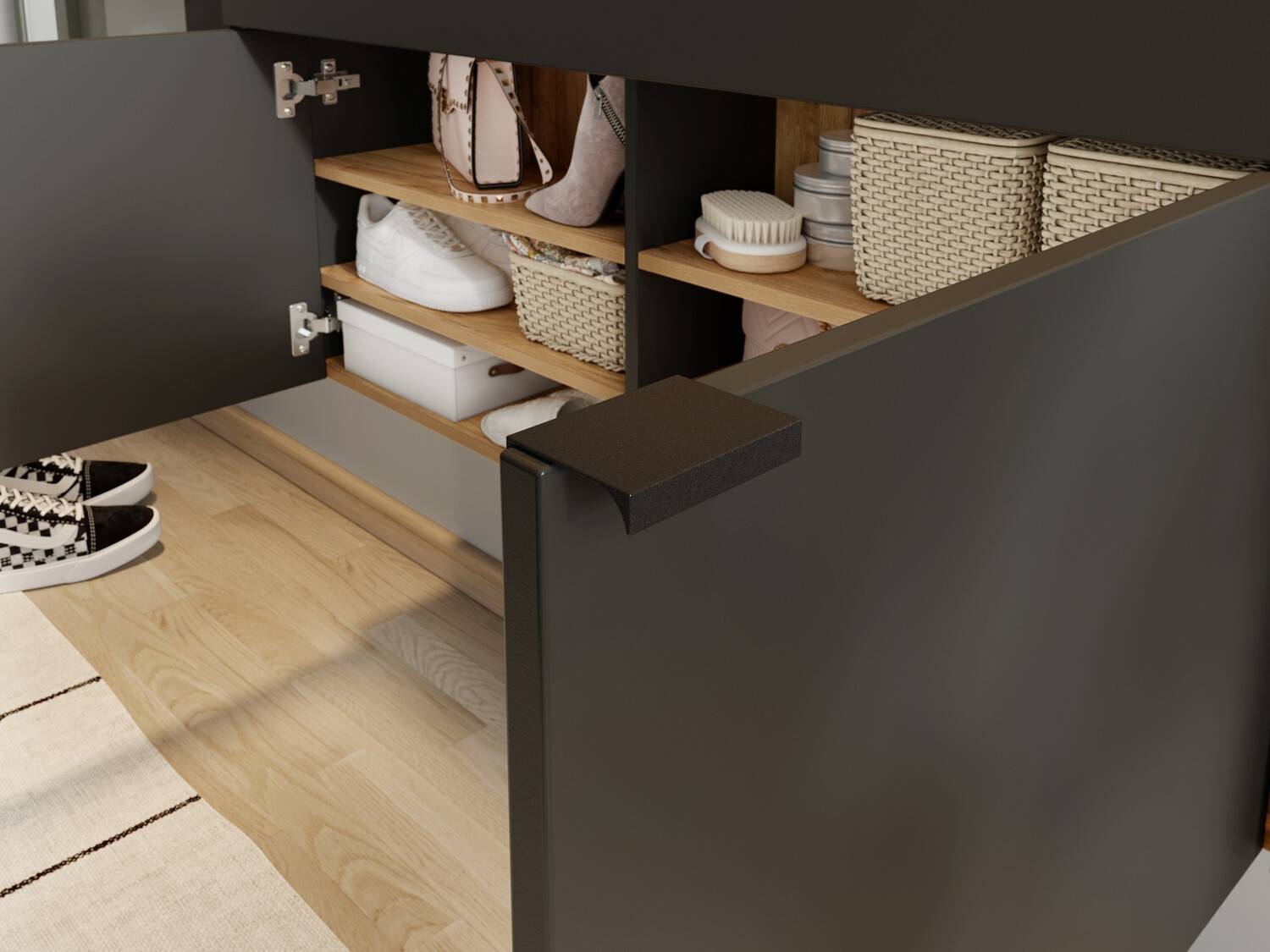 Prieškambario komplektas Cirsale 106 (Grafitas + Navarra ąžuolas)