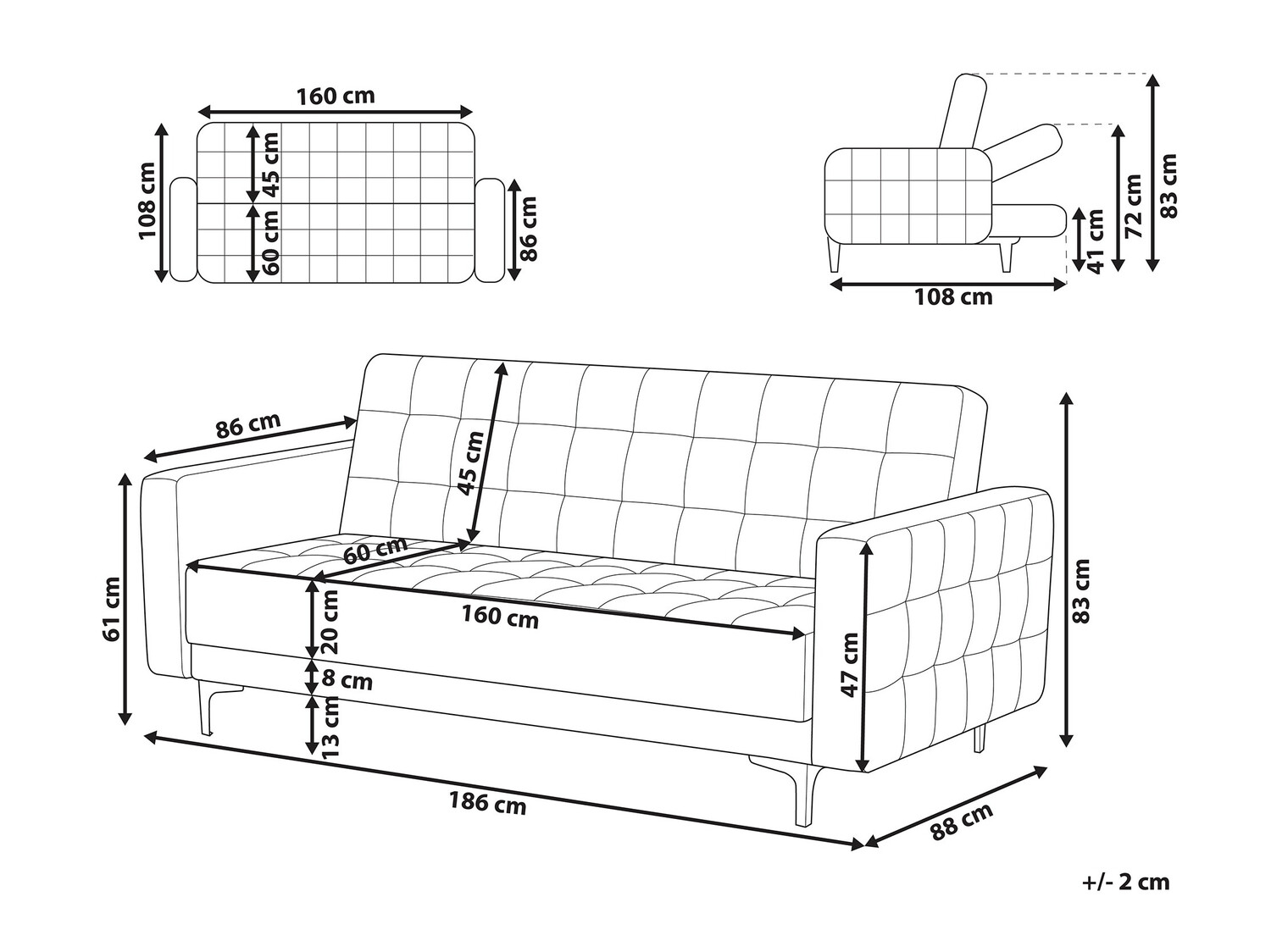 Sofa lova Felvena 103 (Juoda)