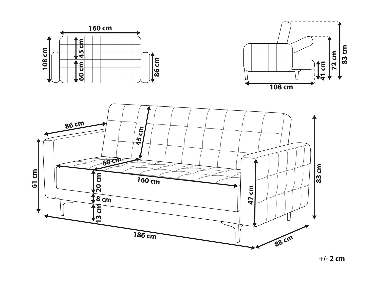 Sofa lova Felvena 103 (Tamsi ruda)