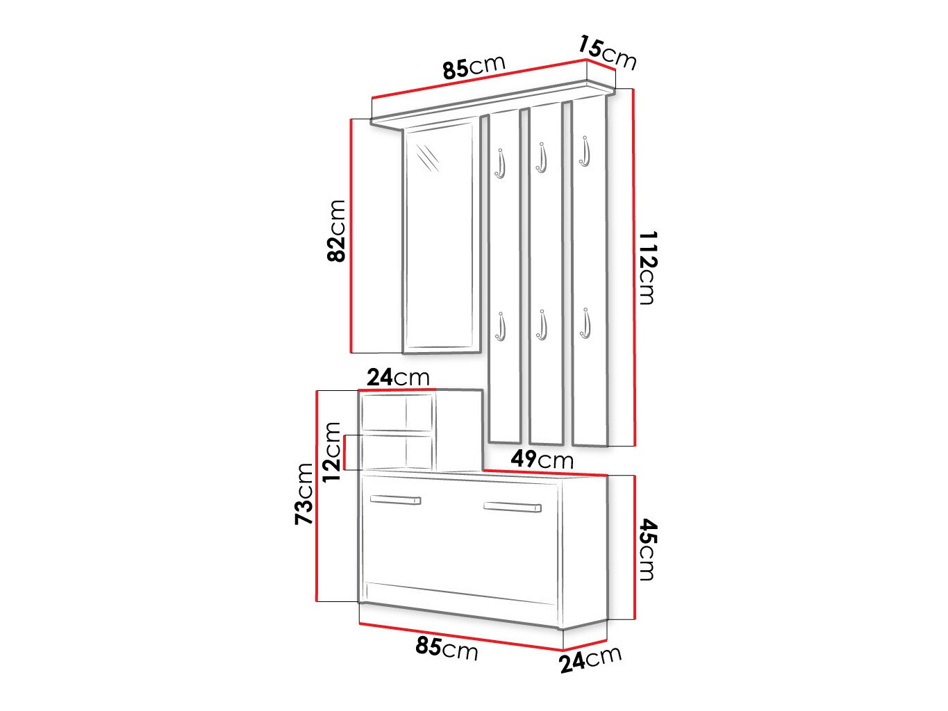 Prieškambario komplektas Mandeville 100 (Juoda)