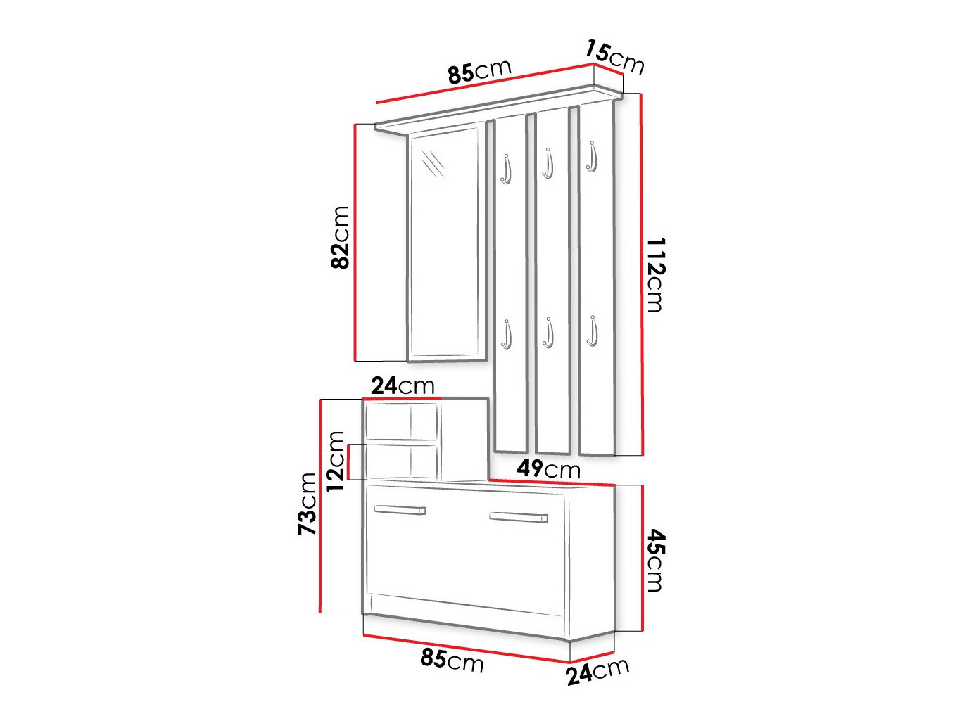 Prieškambario komplektas Mandeville 100 (Sonomos ąžuolas)