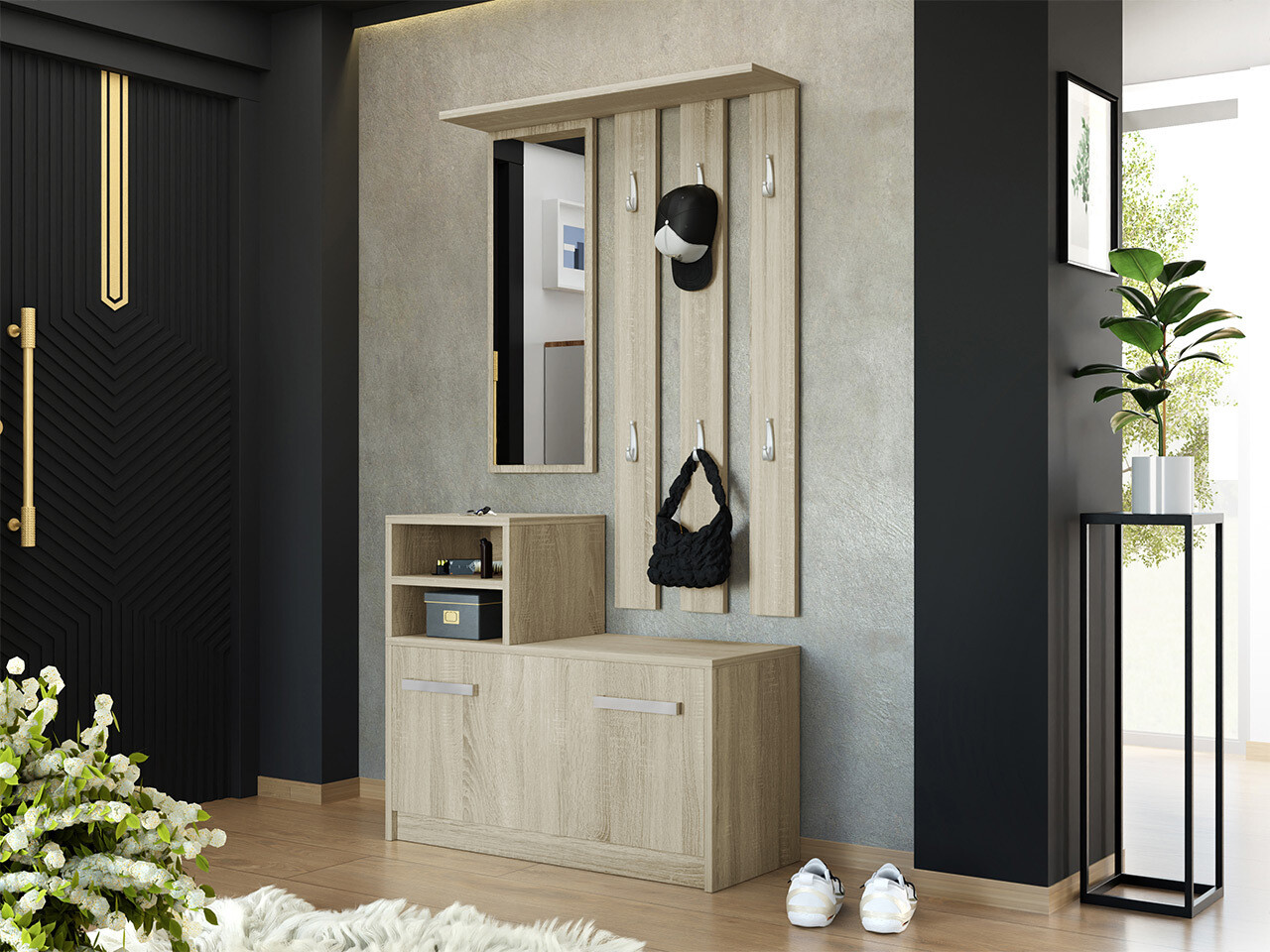 Šviesiai rudi prieškambario komplektai