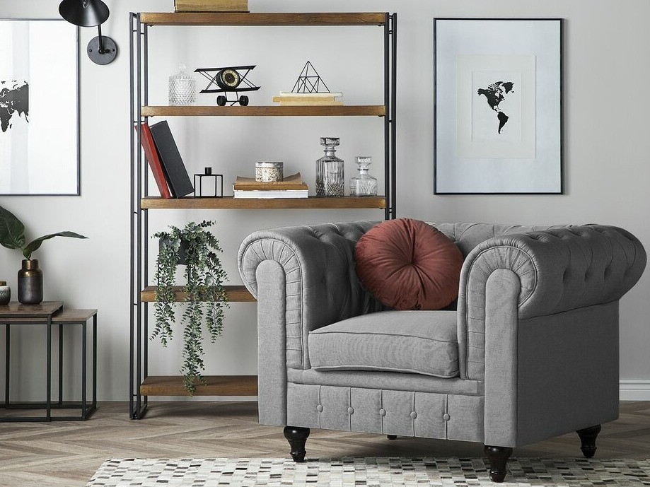 Chesterfield fotelis Cirdoro 107 (Pilka)