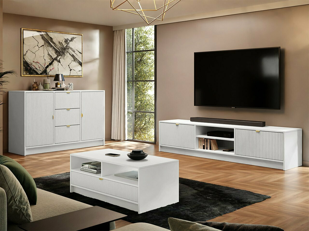 TV staliukas Comfivo Larmire 104 (Balta)