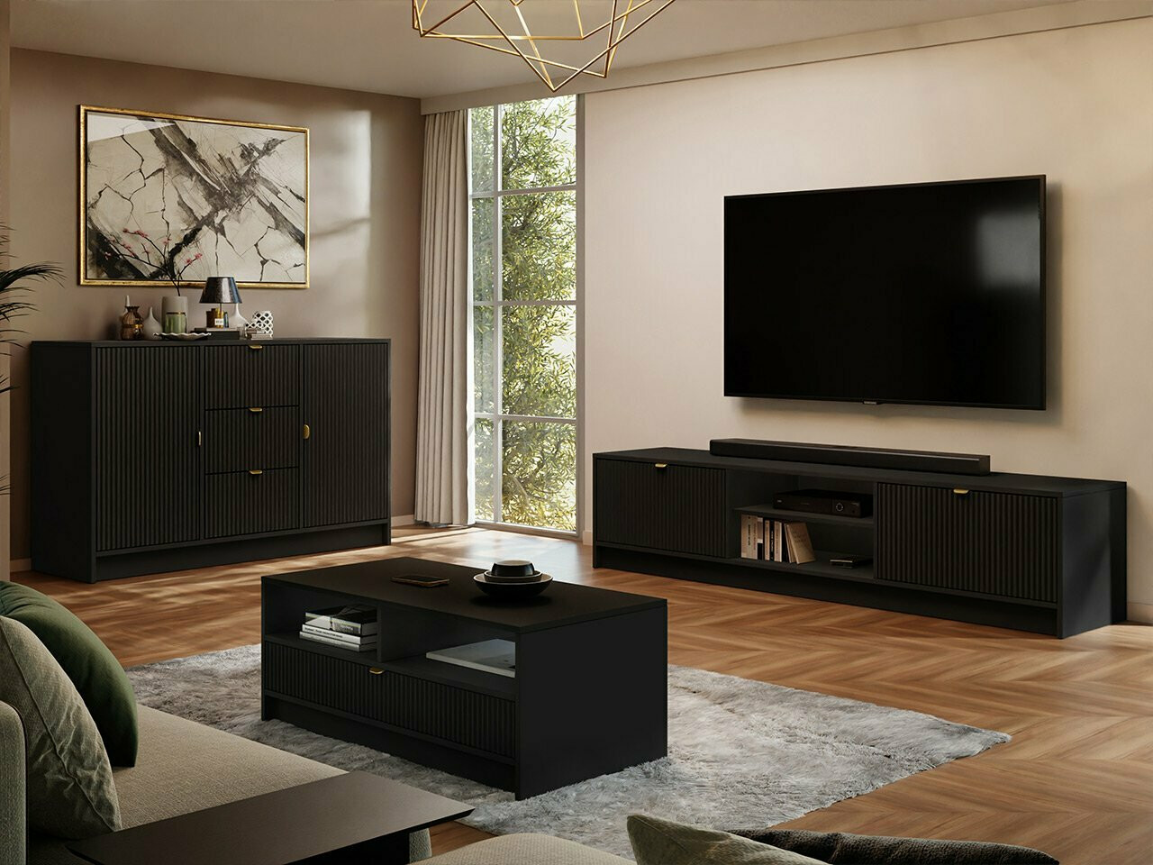 TV staliukas Comfivo Larmire 104 (Juoda)