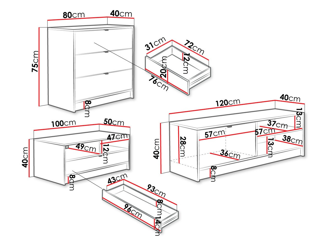 Svetainės komplektas Comfivo Papilio II (Balta)