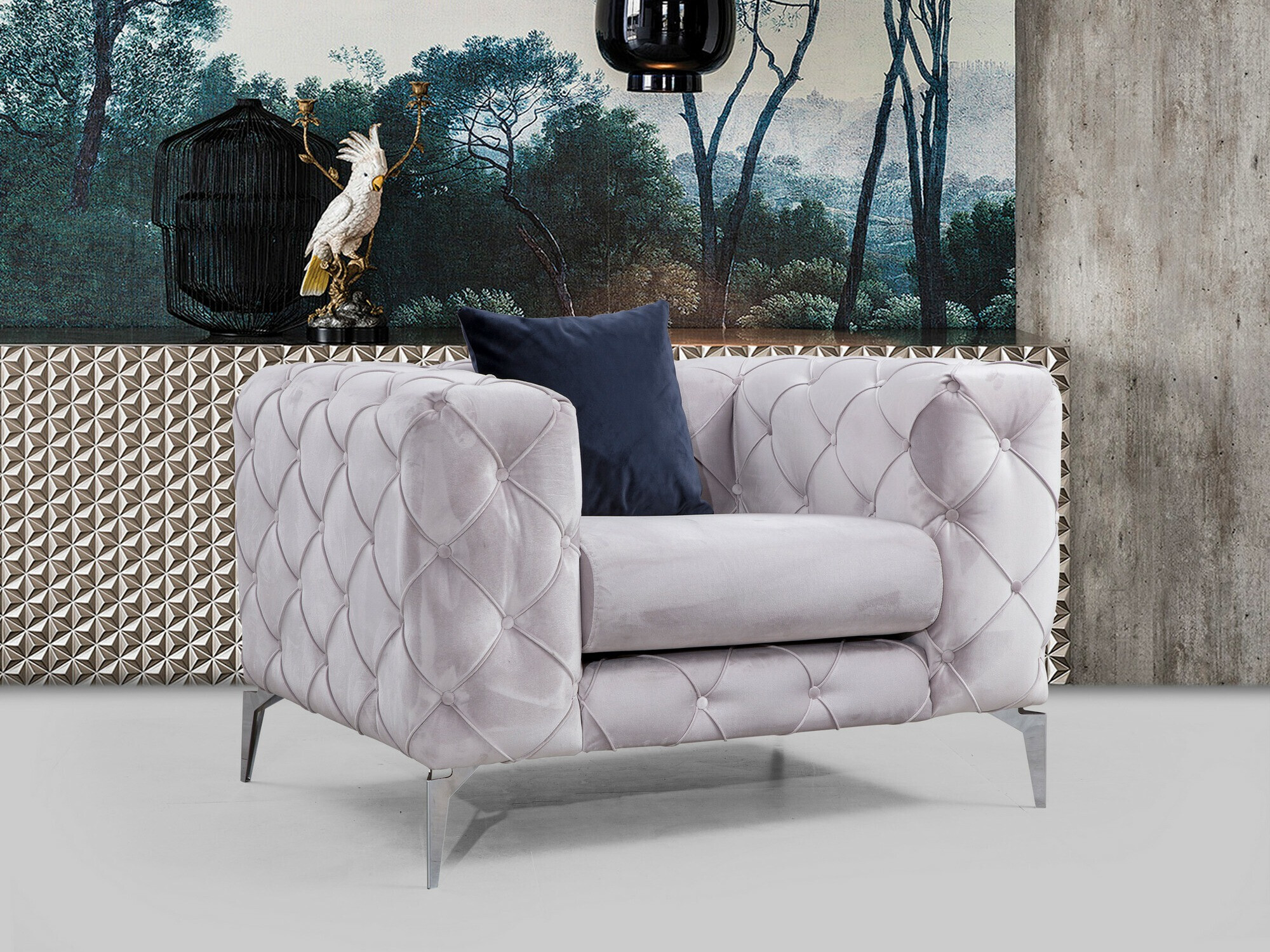 Chesterfield fotelis Altadena 358 (Šviesi pilka)
