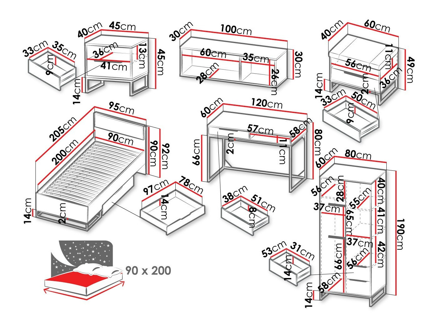 Baldų komplektas Romcama 111